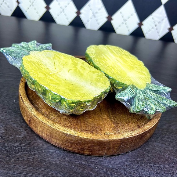 Pineapple Shaped Candle Set of 2 Tropical Coastal Sculptural Decor 7 Inch - Picture 3 of 11